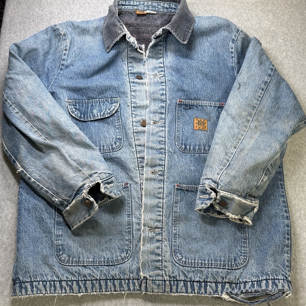 Vintage Big Ben Wrangler Denim Chore Jacket USA Made Blanket Lined 46‎